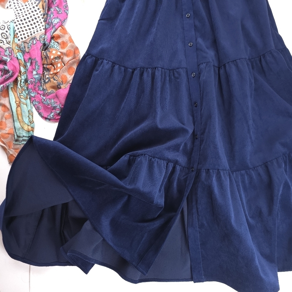 Crown Navy Blue Button-Up Maxi Dress Sz Xs - Picture 4 of 11